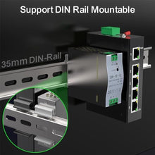 Load image into Gallery viewer, 5 Port 100Mb Unmanaged Industrial Switch, with 15W Power Supply, DIN Rail, Grey_6323
