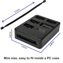 Load image into Gallery viewer, 5 Ports Internal USB Hub, Motherboard 9pin USB 2.0 Header Splitter, USB 2.0 to USB 3.2 Gen 1 Header Adapter., Black_648
