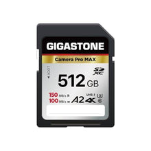 Load image into Gallery viewer, 5-Years Data Recovery GIGASTONE 512GB SD Card, 4K Camera Pro MAX, Speed Up to 150MB/s, UHS-I A2 4K SDXC Memory Card High Speed 4K UHD Video Compatible with Kodak Digital Camera, with 1 Mini case, GBKCameraProMAXSDCardPack_1
