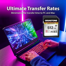 Load image into Gallery viewer, 5-Years Data Recovery GIGASTONE 512GB SD Card, 4K Camera Pro MAX, Speed Up to 150MB/s, UHS-I A2 4K SDXC Memory Card High Speed 4K UHD Video Compatible with Kodak Digital Camera, with 1 Mini case, GBKCameraProMAXSDCardPack_708
