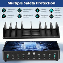 Load image into Gallery viewer, 500W Charging Station for Multiple Devices, 10-Port USB C Fast Charger Stations,Dual USB-C 120W and 8 Ports Fast Charging Multi-Device Organizer Charging Dock Hub for Laptop Phone Tablet, Black_780
