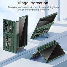 Load image into Gallery viewer, VEGO for Samsung Galaxy Z Fold 7 Case with Hinge Protection, Full-Body Case Built-in Privacy Screen Protector &amp; Slide Camera Cover &amp; Rotat Ring Stand Shockproof Hard Phone Case for Galaxy Fold 7-Green
