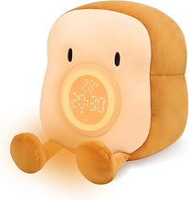 Load image into Gallery viewer, QANYI Plush Toy Night Light Alarm Clock for Kids, Multiin-one Cozy Toast Plushies Bed Clock with Dual Alarm and Snooze, Dimmable Bed Lamp Birthday Gifts Ideal for Children Teens Girls Boys Women
