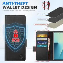 Load image into Gallery viewer, SHIELDON Case for Galaxy Z Fold7 8.0&quot;, Genuine Leather Wallet Case, RFID Blocking Card Slot, Kickstand, Magnetic Closure Protective Case Compatible with Galaxy Z Fold 7 2025 - Black
