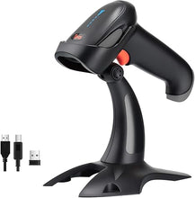 Load image into Gallery viewer, Tera Barcode Scanner Wireless 1D 2D QR with Stand: Battery Level Indicator 3 in 1 Works with Bluetooth 2.4G Wireless USB Wired Handheld Bar Code Reader with Vibration Alert HW0002 Grey
