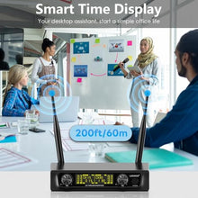 Load image into Gallery viewer, UHF Wireless Microphone System Set: Metal Cordless Handheld/Headset/Lavalier Lapel Mics, Bodypack Transmitter, Receiver - 2*15 Channels 200ft Range for Church, Karaoke Singing, DJ, Wedding, Speech

