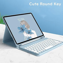 Load image into Gallery viewer, HENGHUI Keyboard Mouse for Galaxy Tab A7 Lite 8.7 inch Keyboard Case with Mouse Cute Round Key Color Keyboard Wireless Detachable BT Keyboard Cover,MintGreen
