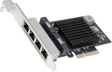 Load image into Gallery viewer, IO CREST Quad 2.5 Gigabit Ethernet PCI Express PCI-E Network Interface Card 10/100/1000/25000 Mbps RJ45 LAN Realtek RTL8125 Chipset, Black (SI-PEX24077)
