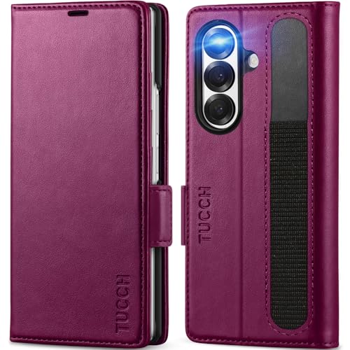 TUCCH Case Wallet for Galaxy Z Fold7 5G, Stand RFID Blocking [4 Card Holders], Shockproof Magnetic Flip Folio PU Leather Cover PC Shell Compatible with Galaxy Z Fold 7 (8.0
