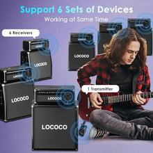 Load image into Gallery viewer, Wireless Guitar System Transmitter Receiver: UHF Cordless 164 Feet Range - 6 Channels USB-C Rechargeable Audio, 220° Rotatable Plug Design for Guitar Bass and Electric Instruments(Red)

