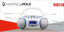 Load image into Gallery viewer, HANNLOMAX HX-309CD Portable CD/MP3 Boombox, AM/FM Radio, Bluetooth, USB Port for MP3 Playback, Aux-in, LCD Display, AC/DC Operated (White)
