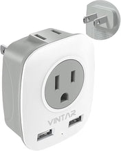 Load image into Gallery viewer, US to Japan Plug Adapter, VINTAR 2 Prong to 3 Prong Outlet Adapter 2 Outlets 2 USB Ports, Japan Power Plug Adapter for USA to Japan China Canada Mexico Philippines Peru, Type A
