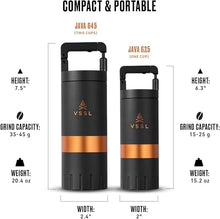 Load image into Gallery viewer, VSSL Java G45 Coffee Manual Coffee Grinder, Up To 45 Gram Capacity, Stainless Steel Conical Burr, Carbon
