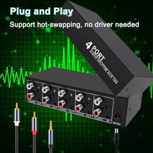 Load image into Gallery viewer, FlyroadUp 3.5mm Aux + RCA L/R Audio Splitter 1 in 4 Out Stereo Analog Audio Distributor Box
