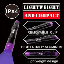 Load image into Gallery viewer, LELUOHQ Black Light, 365nm UV Flashlight, Portable Mini Black Light for Pet Urine Detection, Handheld UV Flashlight for Resin, Pet Urine, Nails, Money - Pack of 2
