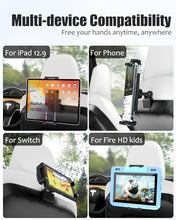 Load image into Gallery viewer, Wukanleng Tesla Back Seat Tablet Mount for Model 3/Y, [Anti-Drop] Tesla Headrest iPad Holder with 360° Adjustable Road Trip Essentials for Kids Fits All 4.7-12.9'' Devices
