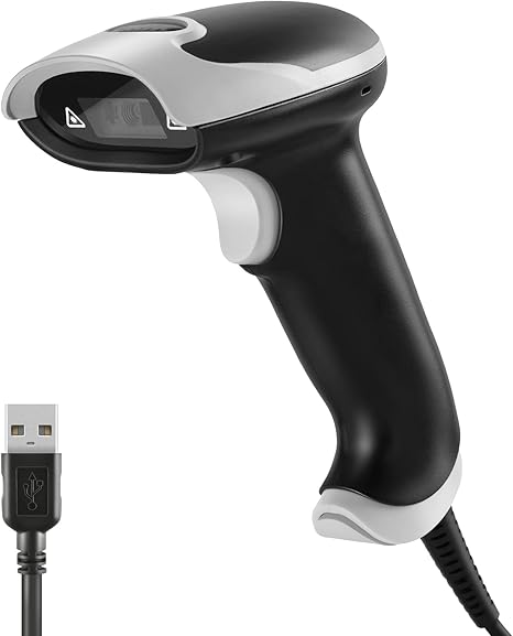 Barcode Scanner, JRHC 2D Bar Code Scanners Handheld USB Wired 1D 2D&PDF417 Data Matrix Automatic Barcode Reader Plug and Play QR Code Scanner