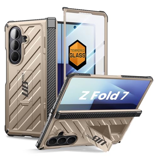 SUPCASE for Samsung Galaxy Z Fold 7 Case with Kickstand (UB Pro), [Built-in Tempered Glass Screen Protector] [Hinge Coverage] [Military-Grade Protection] Full-Body Heavy-Duty Rugged Phone Case, Desert