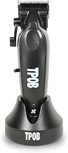 TPOB X Digital Brushless 6800rpm Professional Hair Trimmer Hair Clippers for Men, Psycho Zero Gapped T-Blade Trimmer Cordless Rechargeable Edgers Clippers (X Clipper Black with Stand)