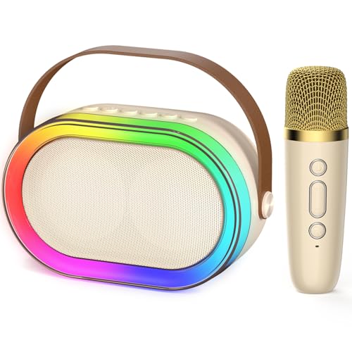 HWWR Karaoke Machine for Kids Adults, Portable Bluetooth Speaker Mini Karaoke Machine with Wireless Microphones & LED Lights for Home Parties,Easter Christmas Birthday Gifts for Girls Boys Age 3-12+
