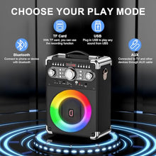 Load image into Gallery viewer, Pro Audio Certified Karaoke Machine with 3 Mics, 24H Playtime Portable Bluetooth 5.3 Party Speakerw/DJ Light &amp; Bass Boost, All-in-1 Home Entertainment System for Adults/Kids, Indoor/Outdoor Gathering
