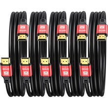 Load image into Gallery viewer, jojobnj HDMI Cable 6FT 5-Pack, 48Gbps 8K@60Hz 4K@120Hz, HDCP 2.2 &amp; 2.3, DTS:X, HDR 10 Compatible with Roku TV/eARC/3D/PS5/HDTV/Laptop/Blu-ray High Speed HDMI Cable(Red)
