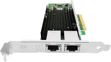 Load image into Gallery viewer, 10Gb PCIe x8/x16 Converged Ethernet Network Card, Copper RJ45 Ports LAN Card NIC with Intel X540 Controller Server Support Windows Server/Windows/Linux/Vmware ESXI (X540-AT2 (RJ45 Port x 2))
