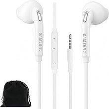 Load image into Gallery viewer, SAMSUNG Samung Wired Earbuds Original 3.5mm in-Ear Headphones Galaxy S10, S10 Plus, S10e Plus, Note 10, A71, A31 - Microphone &amp; Volume Remote - Includes Black Velvet Carrying Pouch - White
