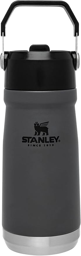 Stanley IceFlow Stainless Steel Water Jug with Straw, Vacuum Insulated Water Bottle for Home and Office, Reusable Tumbler with Straw Leak Resistant Flip, Charcoal, 17 OZ