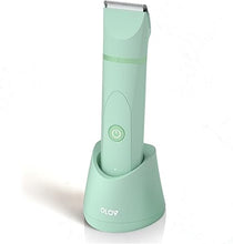 Load image into Gallery viewer, OLOV Electric Body Hair Trimmer - Groin Trimmer for Men - Bikini Trimmer Women - Wet/Dry Shaver Groomer, Replaceable Ceramic Blade Heads, USB Recharge Dock, Waterproof Hygiene Razor, Green
