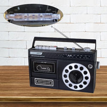 Load image into Gallery viewer, HANNLOMAX HX-601K Portable AM/FM Radio Cassette Recorder with Bluetooth, Records from Built-in Mic or Radio, Headphone Jack, AC/DC Operation. (Black)
