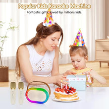 Load image into Gallery viewer, HWWR Karaoke Machine for Kids Adults, Portable Bluetooth Speaker Mini Karaoke Machine with Wireless Microphones &amp; LED Lights for Home Parties,Easter Christmas Birthday Gifts for Girls Boys Age 3-12+

