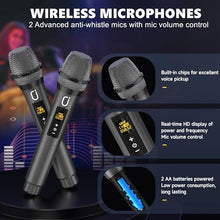 Load image into Gallery viewer, Karaoke Machine with 2 Microphones: HWWR Portable Bluetooth Speaker with 6.8&quot; Subwoofers, Karaoke Machine for Adults Kids with PA System, Karaoke Microphone &amp; DJ Lights for Home Party Outdoor
