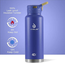 Load image into Gallery viewer, IDEUS Vacuum Insulated Water Bottle, 40 oz Stainless Steel Water Bottles with Straw and Spout Lid, Reusable Metal Water Bottle Leak Proof Gym Water Bottle, BPA-Free(Purple)
