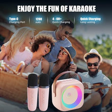 Load image into Gallery viewer, ZERFUN Mini Karaoke Machine Microphone for Kids Adults, Wireless Microphones Rechargeable with Bluetooth Speaker, Toys Gifts Presents for Girls Toddler Birthday Christmas, Pink
