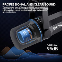 Load image into Gallery viewer, FDUCE Dynamic Microphone, XLR/USB Podcast Recording PC Microphone for Vocal Voice-Over Streaming, Studio Metal Mic with Mute, Headphone Jack, Monitoring Volume Control, with Boom Arm (SL40+)
