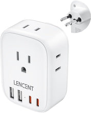 Load image into Gallery viewer, LENCENT Switzerland Travel Plug Adapter, Swiss Power Adaptor with 4 American Outlets, 4 USB Charger(2 USB C), Type J Plug Converter for US to Switzerland, Liechtenstein, Rwanda, Safe Grounded
