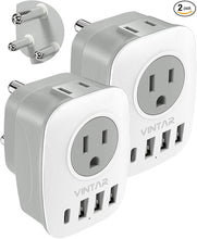 Load image into Gallery viewer, [2-Pack] South Africa Power Adapter,VINTAR Type M Plug Adapter with 1 USB C,3 USB Ports and 2 American Outlets,6 in 1 South Africa Travel Plug Adapter for US to South Africa, Botswana, Namibia, Nepal
