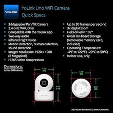 Load image into Gallery viewer, YoLink Uno Wireless Home Security Camera Indoor, 2.4GHz WiFi Camera for Baby and Pet Monitor, 1080p Dog Camera with Phone App, Night Vision B/W, 2-Way Audio, SD Card Storage, 360°
