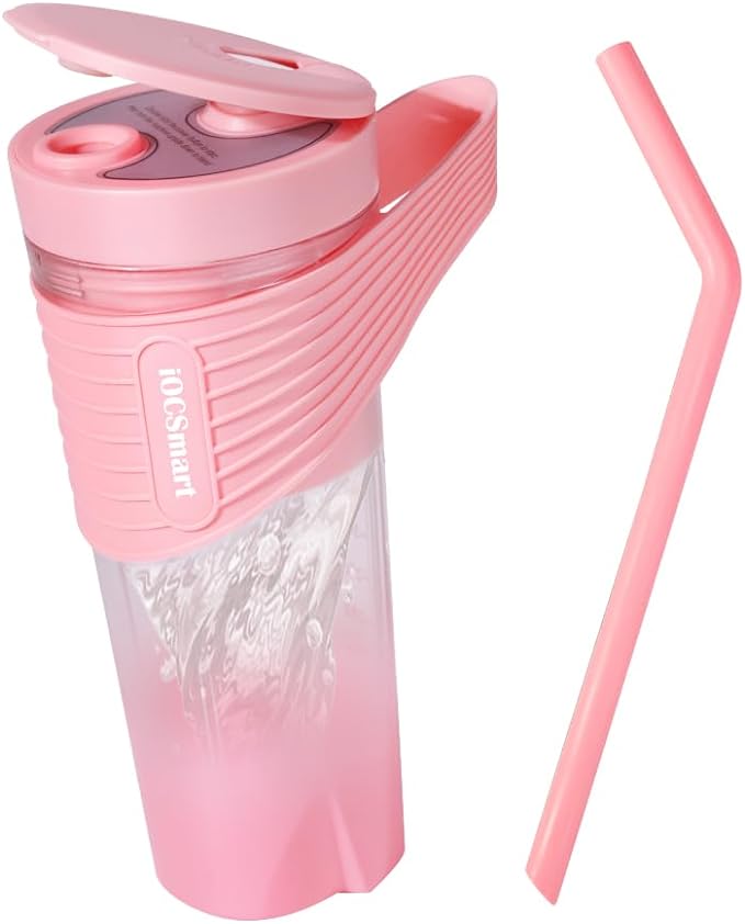 Portable Blender on the go, Mini Blender for Shakes and Smoothies, 16 oz Personal Juicer Blender Cup USB Rechargeable (Light Pink)