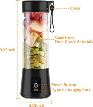 Load image into Gallery viewer, Lyrique Portable Blender: 400ml Personal Electric Blender for Shakes &amp; Smoothies, USB-C Rechargeable, Sharp Stainless Steel Blades with Efficient Mixing Function (Black)
