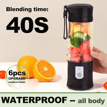 Load image into Gallery viewer, Portable Blender, USB Travel Juice Cup Baby Food Mixing Juicer Machince with Updated 6 Blades with Powerful Motor 4000mAh Rechargeable Battery,13Oz Bottle(black)
