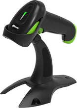 Load image into Gallery viewer, Alacrity 2D 1D Wireless Barcode Scanner with Stand, 3-in-1 Connectivity Bluetooth 2.4G Wireless USB Wired, Barcode Reader with Hands-Free Mode and Vibration Alert, Green
