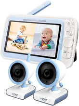 Load image into Gallery viewer, LEREVE Low EMF 5&quot; HD Video Baby Monitor with 2 Cameras and Audio, Auto Noise Reduce, No WiFi, Long Range, 2-Way Audio, Lullaby, Ideal Gifts
