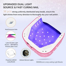 Load image into Gallery viewer, UV Nail Lamp 54W, Cordless Gel UV Led Nail Lamp for Gel Nail Polish, Rechargeable UV Nail Light Nail Dryer with 4 Timer and LCD Display, Professional Fast Curing Lamp Nail Art Tools with Rhinestone
