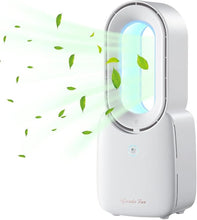 Load image into Gallery viewer, let'me Desk Fan,Portable Bladeless Fan 11.8 inch Small Personal Cooling Fan with 5 Colors Touch Control LED Light,Quiet Table Fan for Home, Office, Bedroom
