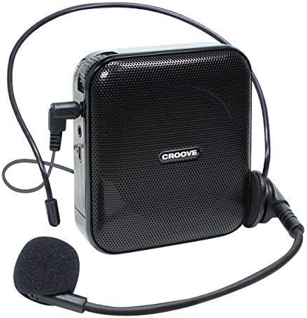 Rechargeable Portable Voice Amplifier with 10 Hrs. Battery Life, Headset Microphone with Speaker, Neck Strap & Belt Clip Included, Covers Over 3300 Sq. Ft Ideal for Classroom Teachers & Tour Guides