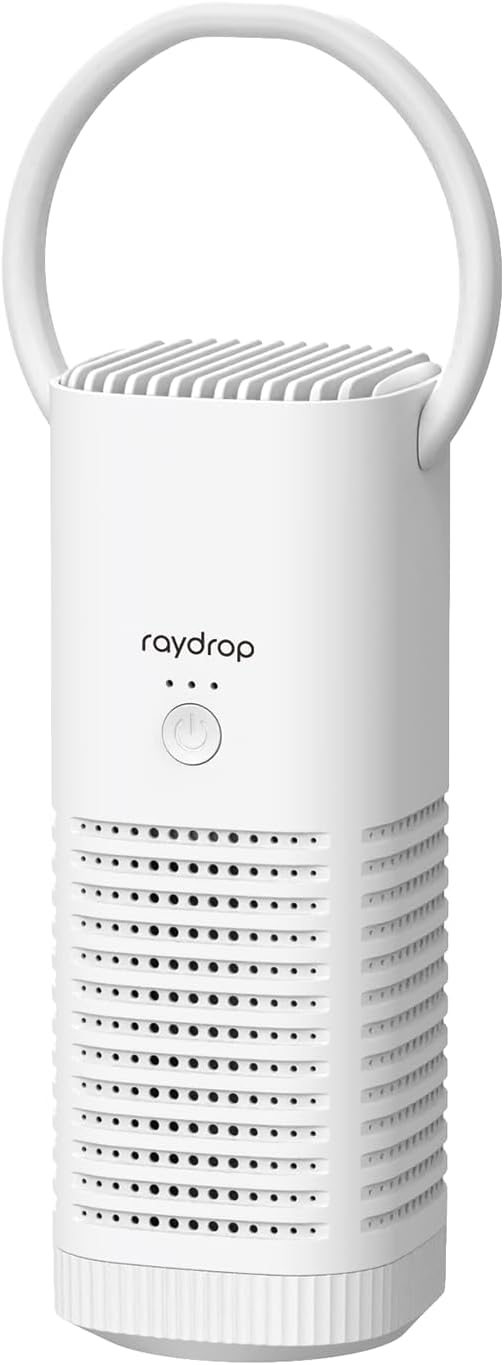 raydrop Portable Mini Air Purifier, Cordless Small HEPA Air Purifier, Personal Desk Air Purifier for Car Travel Bedroom Office Room Dorm, Rechargeable, Aromatherapy (White)