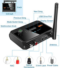 Load image into Gallery viewer, KAIY Bluetooth 5.3 Receiver for Home Stereo, Optical Low Latency &amp; HD Music Audio Bluetooth to RCA Adapter for Stereo/Speakers/Wired Speakers/Home Audio Music Streaming Stereo System, Support AUX/USB
