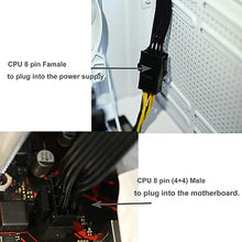 Load image into Gallery viewer, COMeap CPU 8 Pin Extension Cable CPU 8-Pin Female to 8 (4+4) Pin Male EPS 12V Extension for Motherboard (Not PCIe VGA) 33 inch (84 cm)
